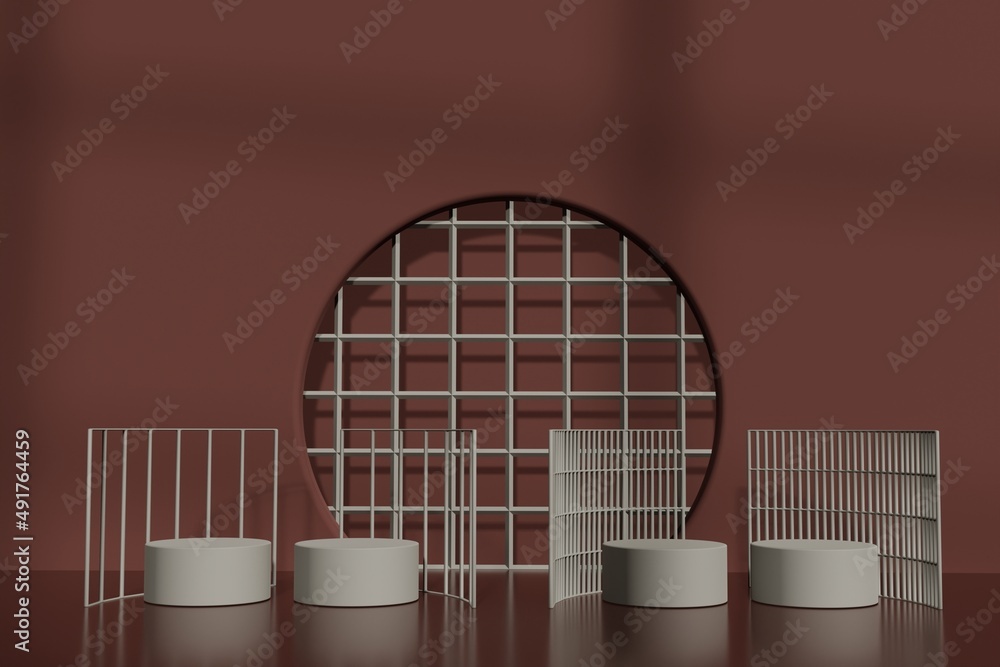 Poster rendered podium mockup display with empty podium scene background