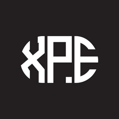 Obraz premium XPE letter logo design. XPE monogram initials letter logo concept. XPE letter design in black background.