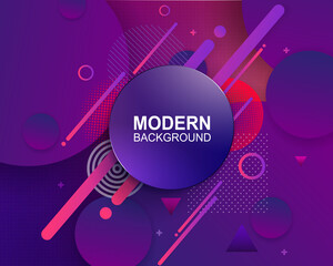 Fototapeta premium Background in blue and purple hue with round geometric shapes