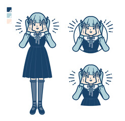 ゴスロリ衣装を着た若い女性が大声で呼びかけているイラスト