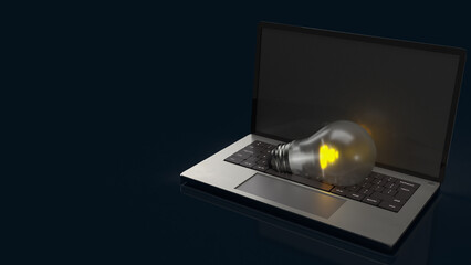 The notebook and light bulb for business or creative concept 3d rendering