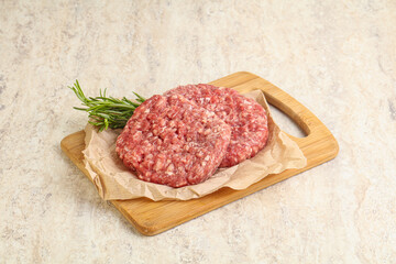 Raw beef burger cutlet for grill