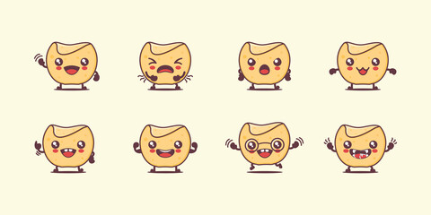 Tortilla cartoon. mexican food vector illustration. with different faces and expressions