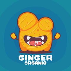 Ginger cartoon. vector illustration of herbs