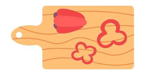 Cutting bellpepper, cooking and preparing food