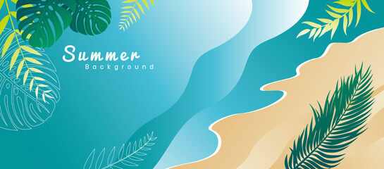Fototapeta na wymiar Summer tropical background with copy space vector illustration