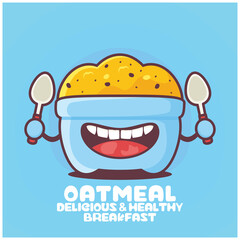 Oatmeal cartoon. healthy food vector illustration