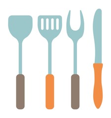 Kitchenware and cutlery, fork and knife spatula