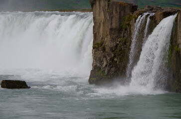 Impressive and breathtaking view onto Iceland´s powerful and majestic waterfall cascade Godafoss...