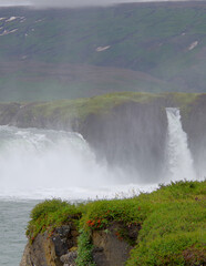 Impressive and breathtaking view onto Iceland´s powerful and majestic waterfall cascade Godafoss...