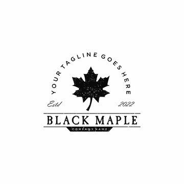 silhouette of maple leaf logo retro hipster vintage on white background