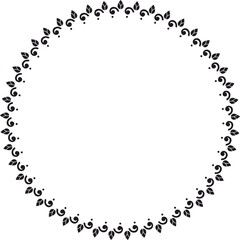 Round frame. Circle Ornamental decorative frame with floral element

