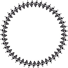 Round frame. Circle Ornamental decorative frame with floral element
