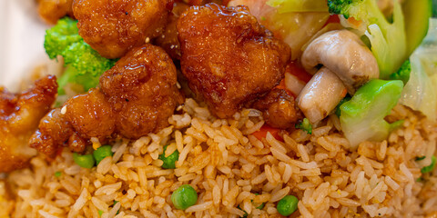 Chinese ginger chicken meal ready to eat at a food court
