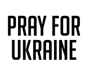Pray For Ukraine Symbol Emblem With Flag Abstract Vector Design Black in White Background