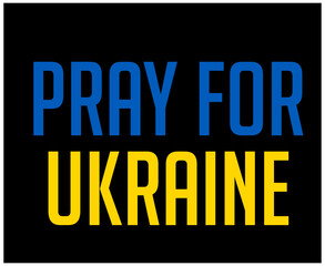 Pray For Ukraine Symbol Emblem Flag Abstract Vector Design in Black Background