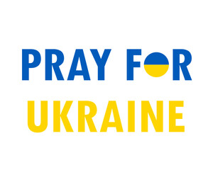 Pray For Ukraine National Europe Symbol Emblem With Flag Abstract Vector Design in White Background