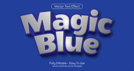 Magic blue 3d text editable style effect template