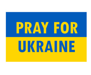 Pray For Ukraine Symbol Emblem With Flag Abstract Vector Design