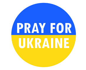 Pray For Ukraine Symbol With Flag Emblem Abstract Vector Design White