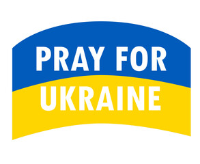 Pray For Ukraine Symbol National Europe Emblem With Flag Icon Abstract Vector Design White