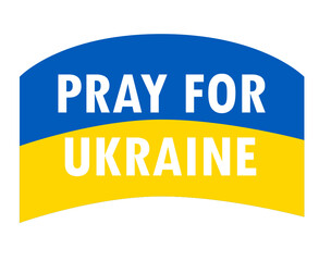 Pray For Ukraine Symbol National Europe Emblem With Flag Icon Abstract Vector Design White