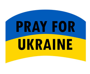 Pray For Ukraine Symbol Emblem With Flag Icon Abstract Vector Design Black