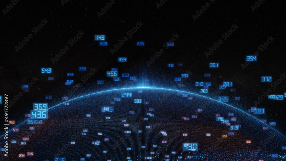 Poster earth and luminous elements with numbers