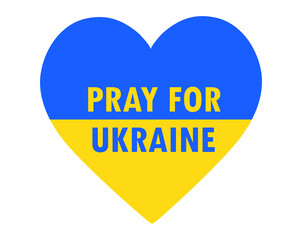 Pray For Ukraine Symbol Emblem With Flag Heart National Europe Abstract Vector Design