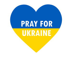 Pray For Ukraine Symbol Emblem Heart With Flag Abstract Vector Design
