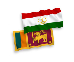 Flags of Sri Lanka and Tajikistan on a white background