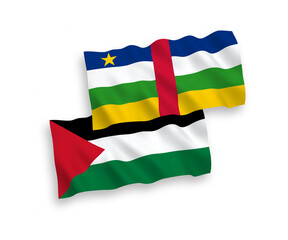 Flags of Central African Republic and Palestine on a white background