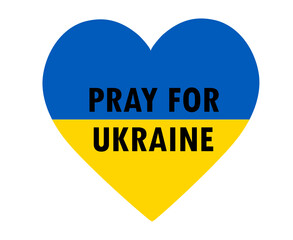 Pray For Ukraine Symbol Emblem With Flag Abstract Vector Design Heart