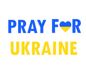 Pray For Ukraine Heart Symbol Emblem With Flag Abstract Vector Design