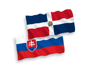 Flags of Slovakia and Dominican Republic on a white background