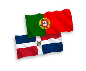 Flags of Portugal and Dominican Republic on a white background