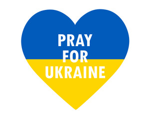 Pray For Ukraine White Symbol Emblem With Flag Heart Abstract Vector Design