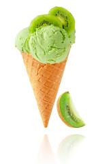 Kiwi fruit ice cream isolated on white background with clipping path