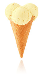 Ice cream cone isolated on white background with clipping path