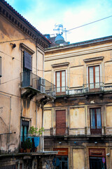 Antique building view in Old Town Catania, Italy