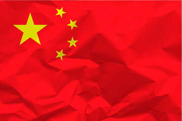 China flag with textured compressed paper effect.