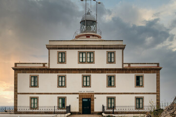 Obraz premium Cape Finisterre Lighthouse at Cape Finisterre, in Galicia, Spain. End of the Way of St. James. Tourism concept.