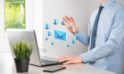 Email marketing and newsletter concept.Contact us by newsletter email and protect your personal...