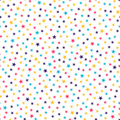 Colorful stars seamless pattern with white background.