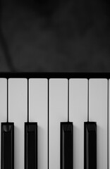 piano keys on black