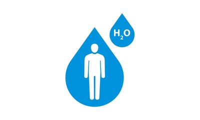 Percentage water in human body - proportional level of liquid mass. Hydration, flat design element, isolated. concept Vector illustration