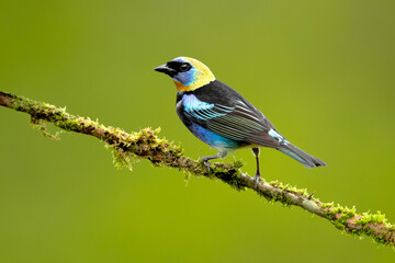 golden-hooded tanager (Stilpnia larvata) is a medium-sized passerine bird. This tanager is a...