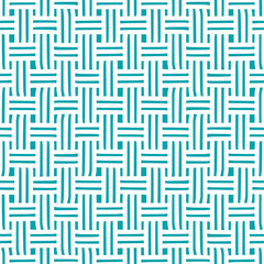 White seamless pattern with blue crochet design.