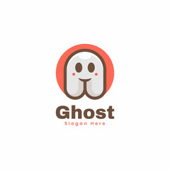 Vector Logo Illustration Ghost Simple Mascot Style.