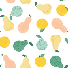 abstract pastel apple pear and quince pattern design